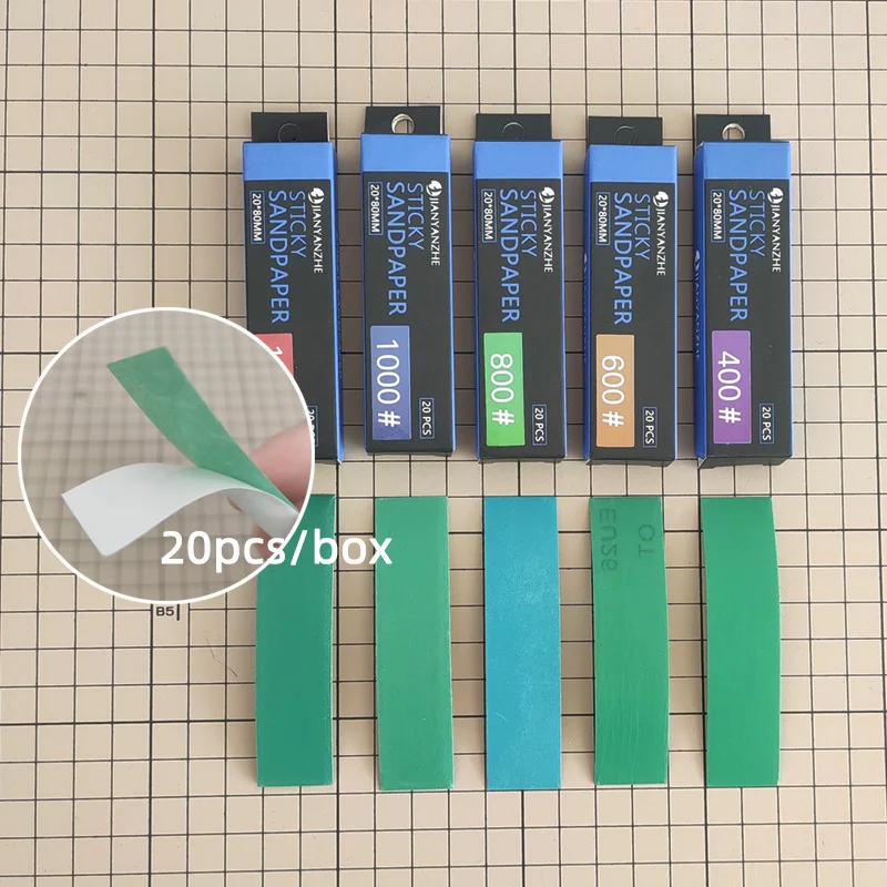 Waterproof Sandpaper with Adhesive Backing Fine Finish Long-Lasting 20x80mm For Hobby Model Building