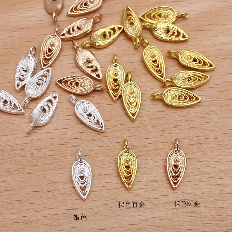 New 5*13.5mm 50pieces/bag Zinc Alloy Mini Multilayer Water Drop Charms Pendants for Girls Earrings Jewelry Accessories