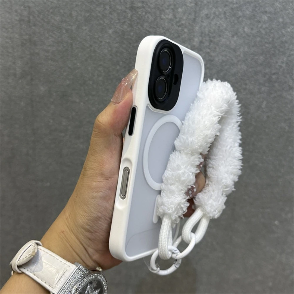 

For iPhone 16 Pro Max Case White Magnetic Matte Soft Silicone Shockproof Precise Cutout