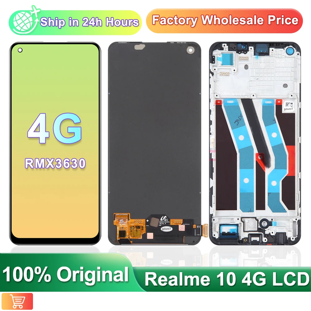 

6.4" Original Super AMOLED For Realme 10 RMX3630 LCD Display Touch Screen with Frame, For Oppo Realme 10 4G SCreen Replacement