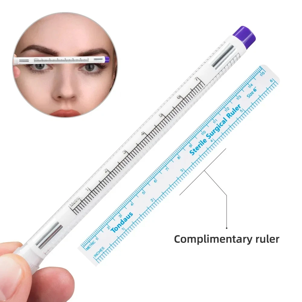 1pc Professional Surgical Sterile Skin Marker Pen Microblading Tattoo Eyebrow Lip Skin Marker Pen Measuring Ruler Set Tool