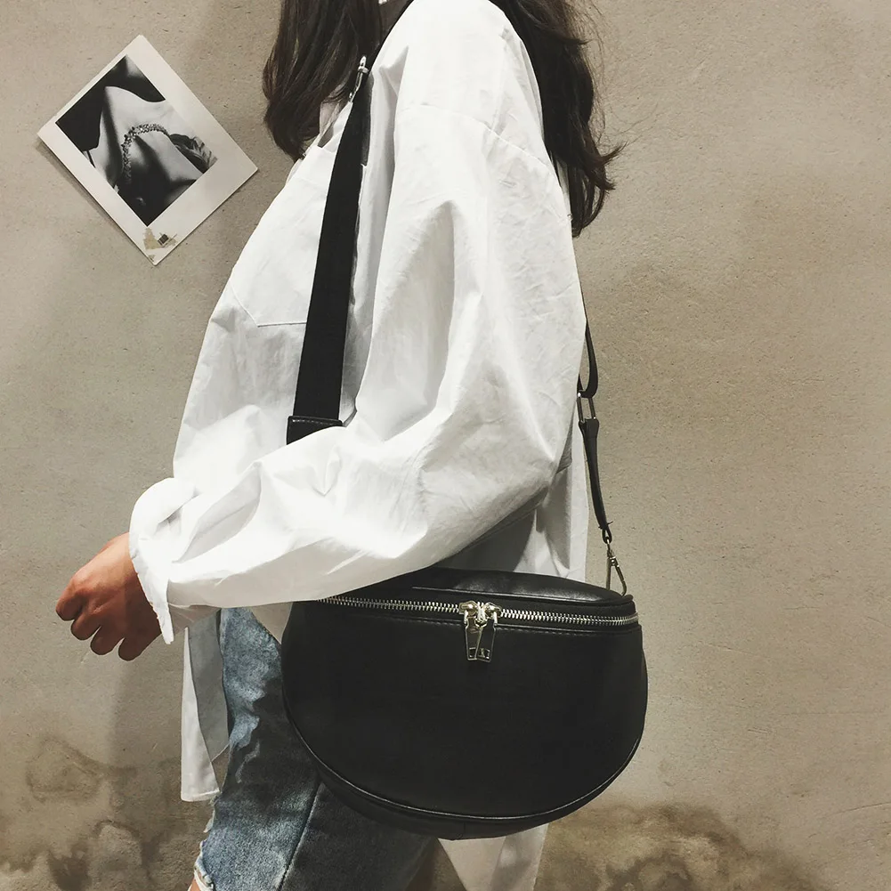 

PU Crossbody Bag Casual Zipper Fashion Unisex Phone Pouch Solid Color Fanny Pack Simple Portable for Shopping Travel Daily Sport