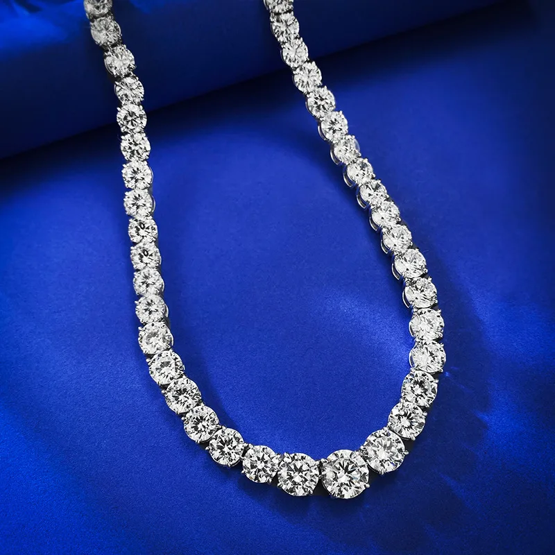 2024 New 925 Silver Luxury Set with Full Diamond White G Color High Carbon Diamond Necklace in European and American Style