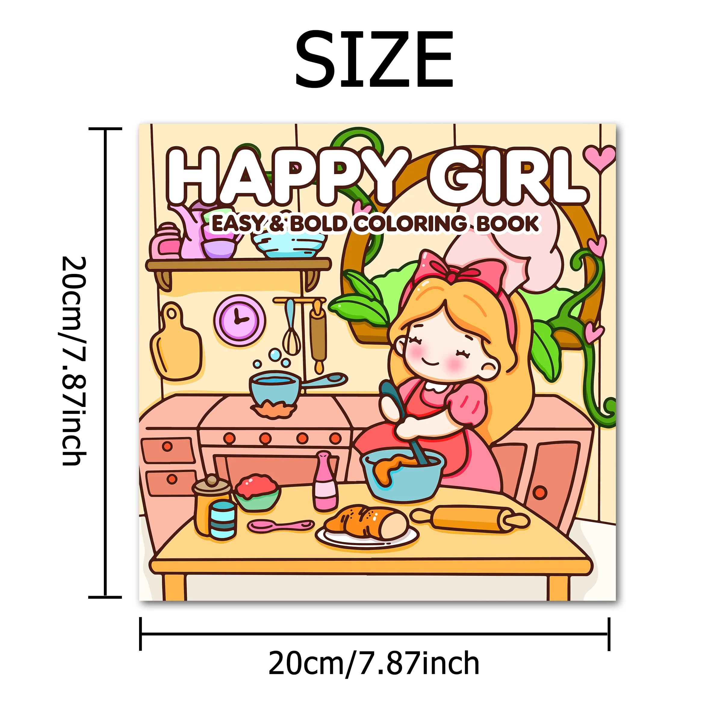 HAPPY GIRL Bold-easy Patterns Coloring Book for Adults Cute Drawing Book Perfect Gift for Party and Birthday