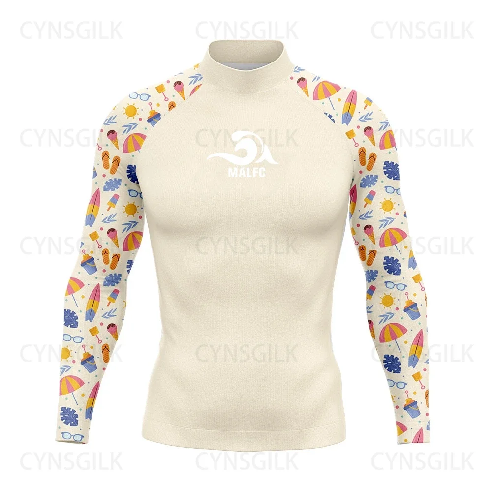 MALFC-Lange Mouw Rash Guard voor Mannen, Surfkleding, Badpak Rashguard, Surfkleding, UPF 50, Watersport, Zwemkleding, Snorkelen