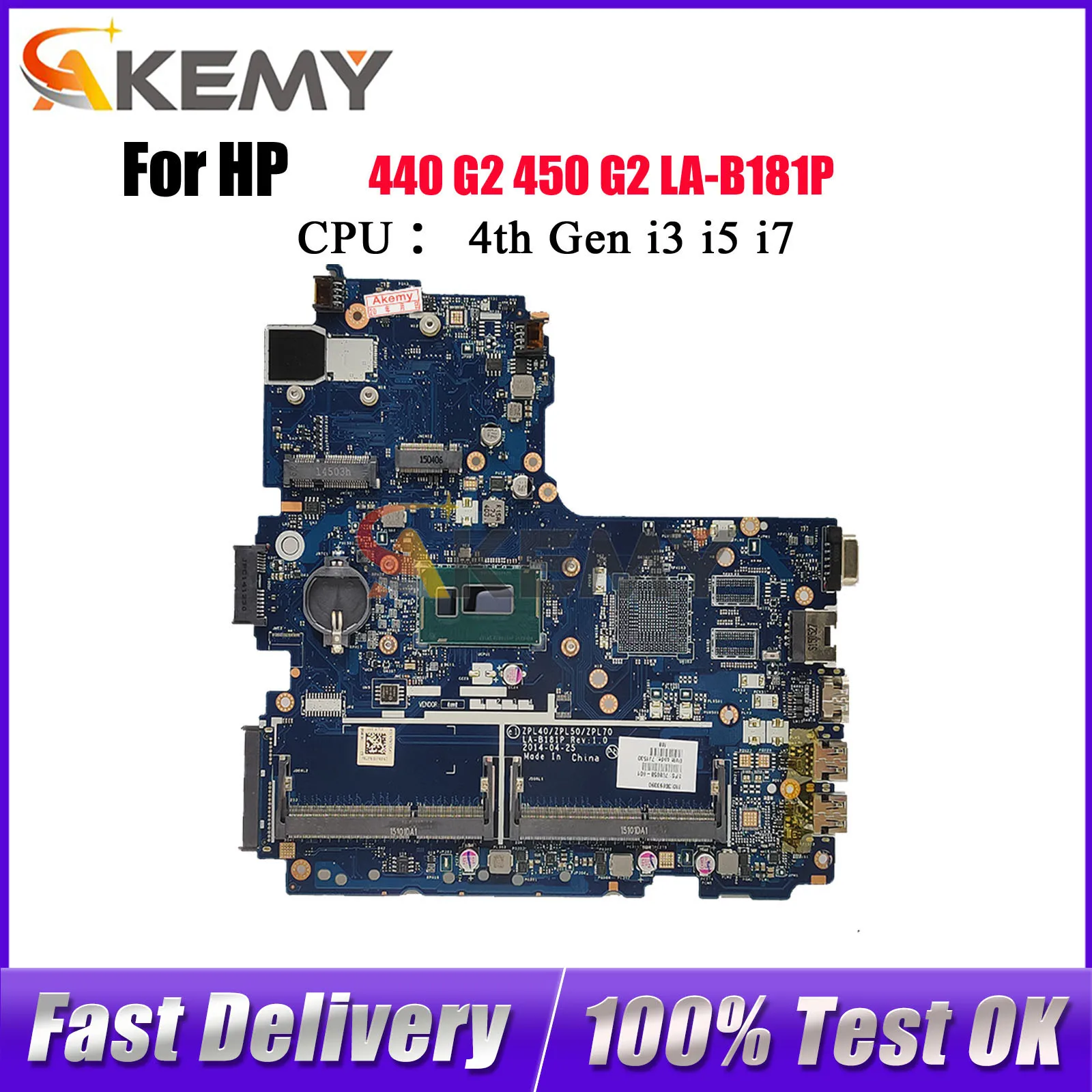 

LA-B181P Материнская плата для ноутбука HP ProBook 440 450 G2 с процессором i3 i5 i7 4-го 5-го поколения 799548-001 799962-001 100% полностью протестирована
