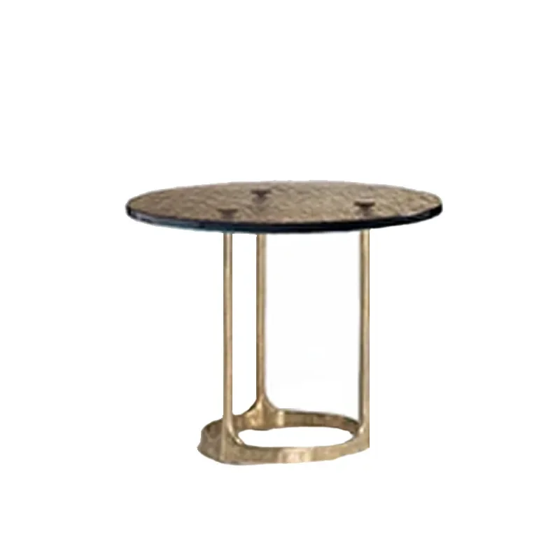 Side few light luxury high sense living room home small round table modern creative brass designer corner few