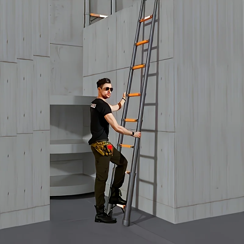 Escalera telescópica plegable de acero al carbono resistente de 90,55 pulgadas: plegable, cómoda y práctica, para el hogar/construcción, multi
