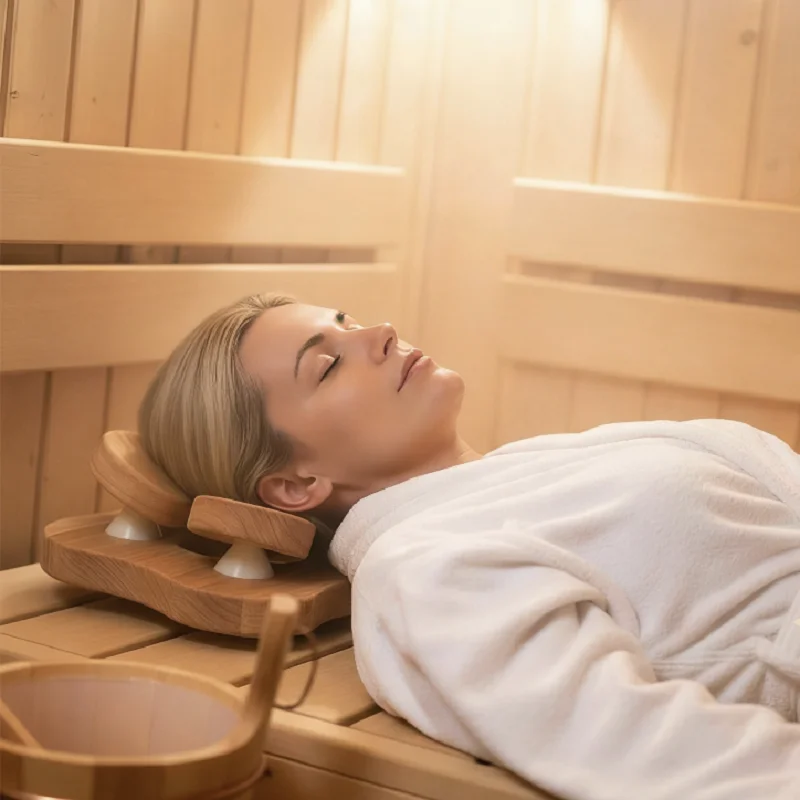360° Adjustable Support Sauna Pillow with Rotatable Disc, Sauna Accessory