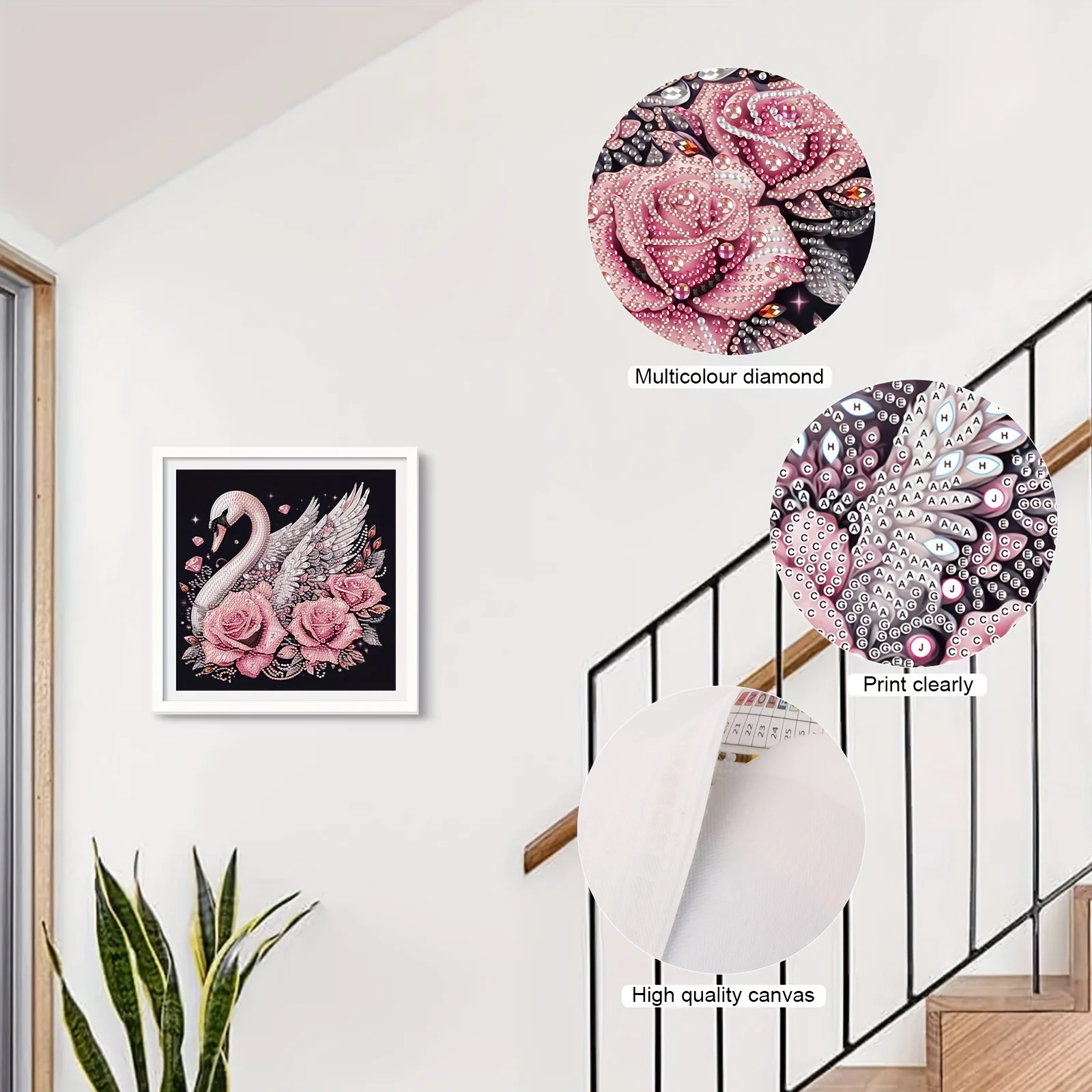 مجموعة Swan 5D DIY Diamond Art Kit - مثقاب جزئي، أشكال فريدة من نوعها، حرفة فسيفساء أكريليك للمبتدئين والكبار - هدية مثالية و Ho