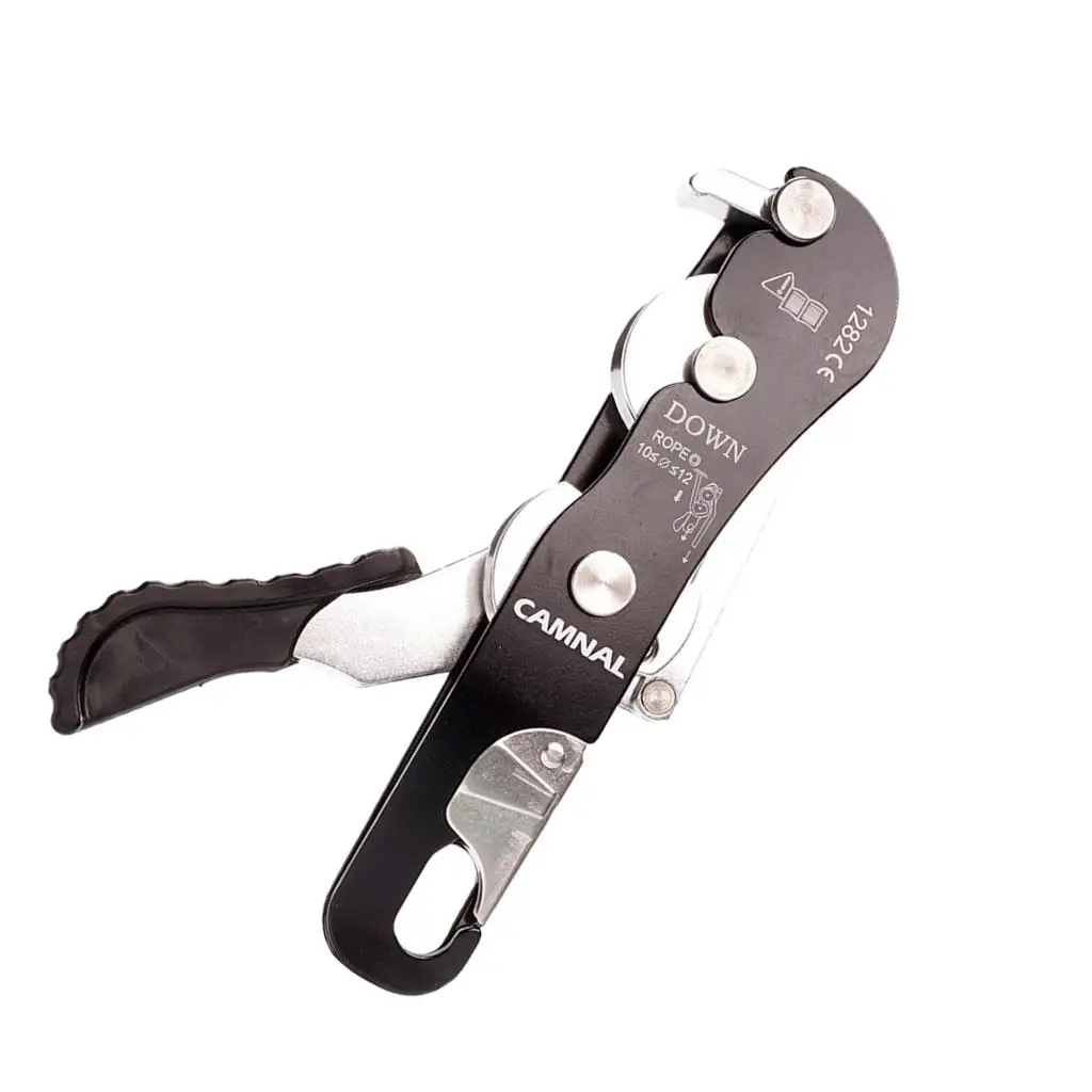 

Self-braking Stop Descender Gear for 9-12mm Rope Climbing Caving Rappelling Down Stop Device