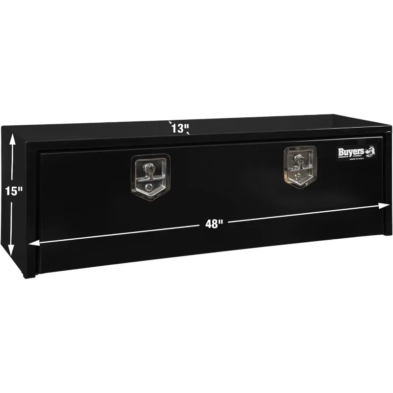 Buyers Products 1703328 Black Steel Underbody Truck Box With Lockable T-Handle Latch, 15 x 13 x 48 Inch, Made In The USA