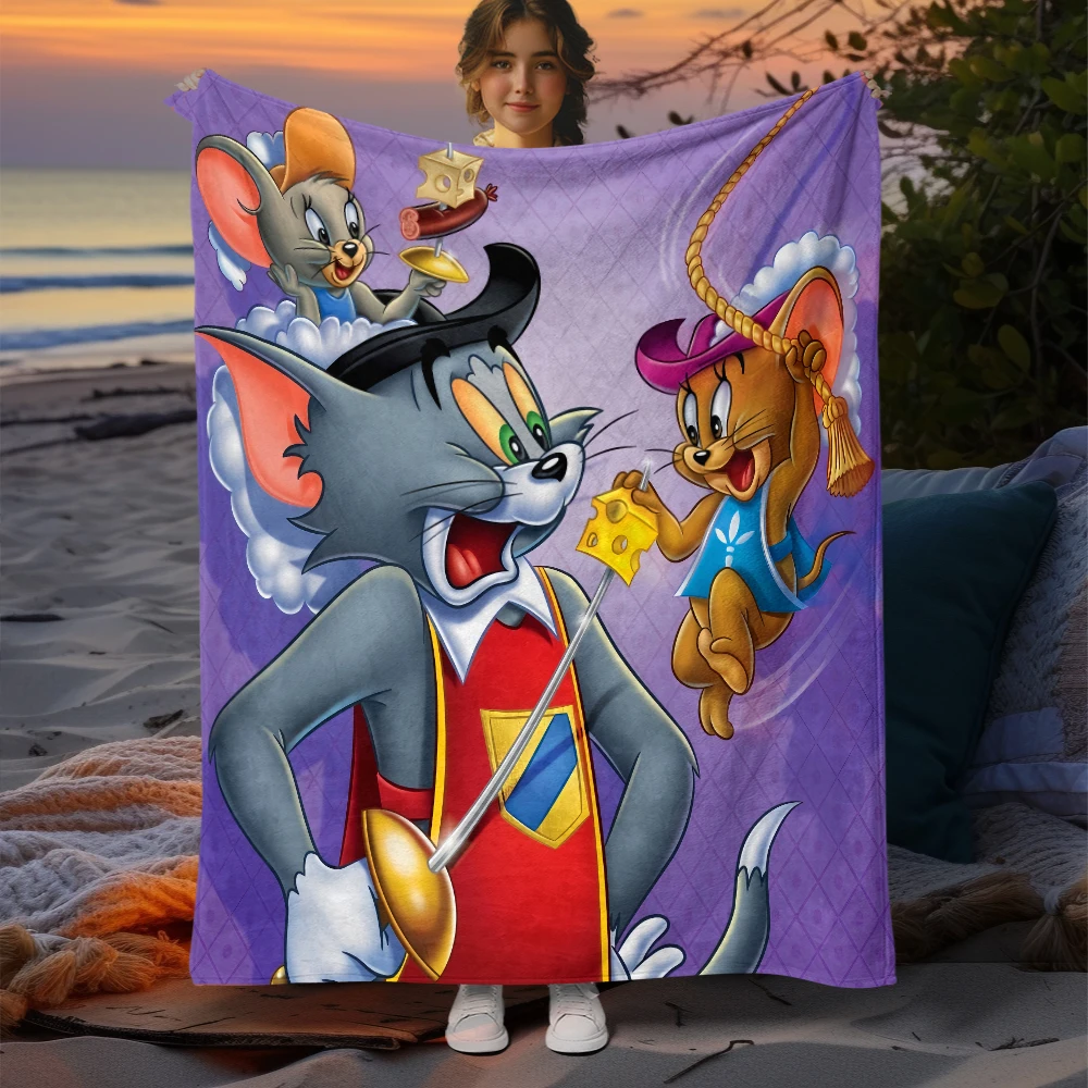 Film Tom and Jerry Cartoon Printed Large Soft Warm Flannel Throw Blanket.Sofa,Camping,Outdoors,Bedroom,Travel,Picnic blankets.