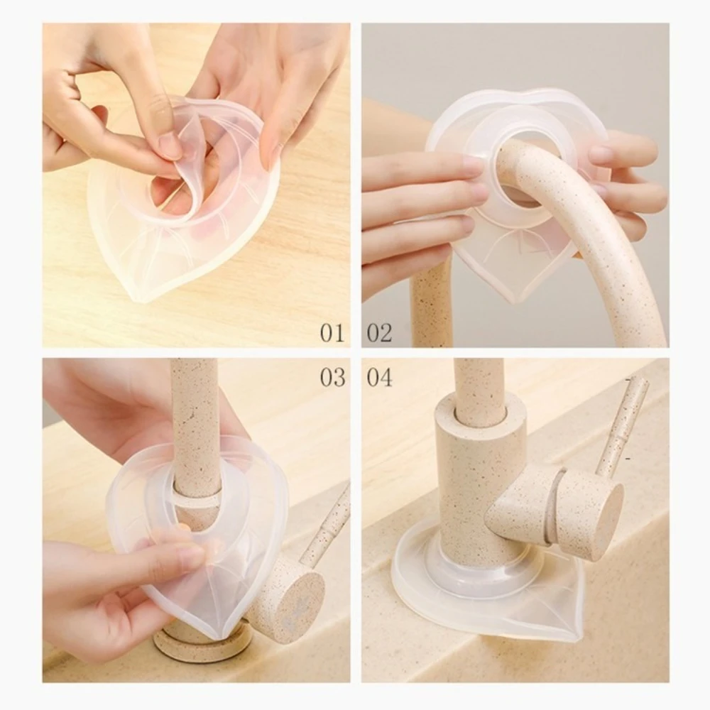 Heart Shaped Silicone Faucet Mat Kitchen Sink Countertop Splash Guard Draining Pad Protector Water Spills Keeps Counter Clean