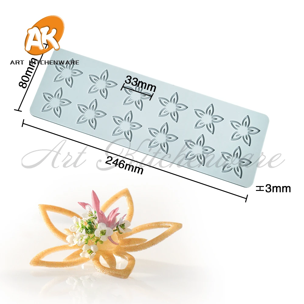 Moule à dentelle en silicone pour décoration de gâteau, motif de fleurs, outil de cuisson de cuisine, bordure