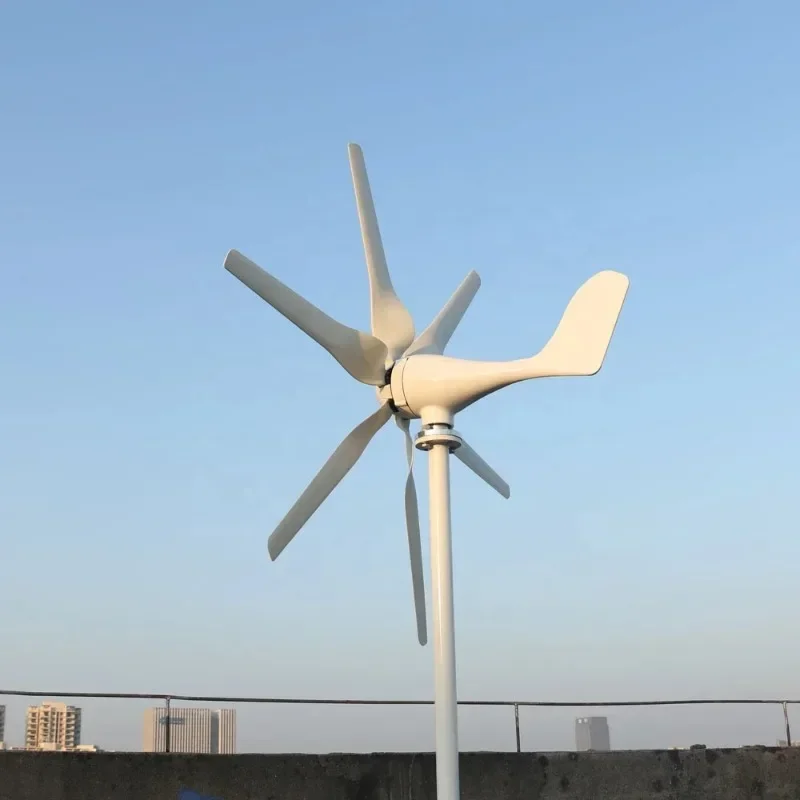 800w 12v/24V/48v  Horizontal Wind Turbine Power Generator 6 Blades with Mppt Controller for Home Use