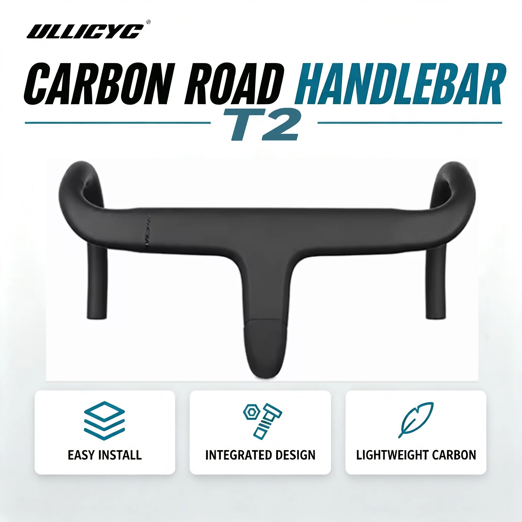ULLICYC T2 Carbon Integrated Road Bike Handlebar Di2 Full Internal Routing Cockpit 380mm With Computer Mount