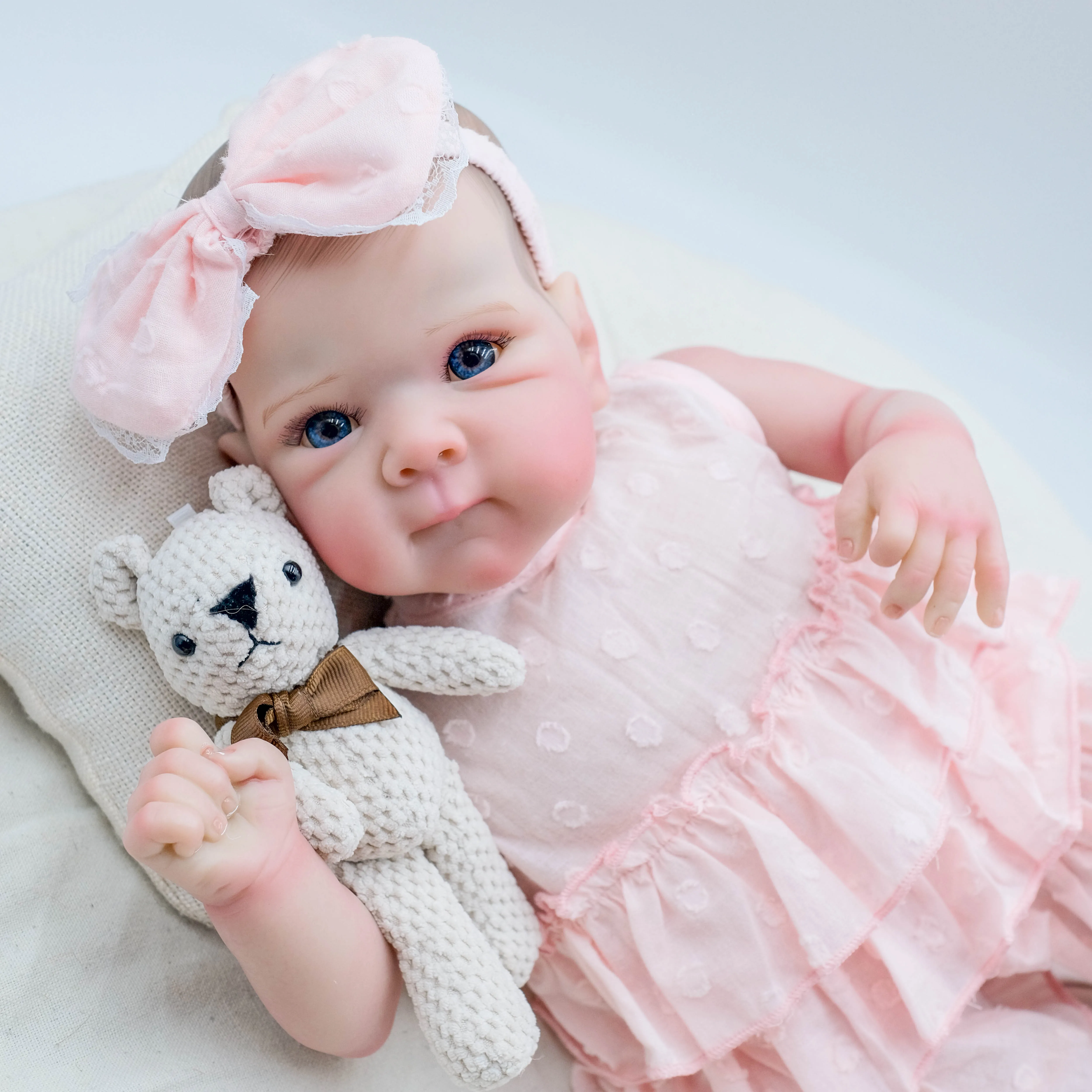 

1pc 18-inch Reborn Bettie Doll, pink, vinyl, with soft touch, handcrafted, including veins and authentic details rooted
