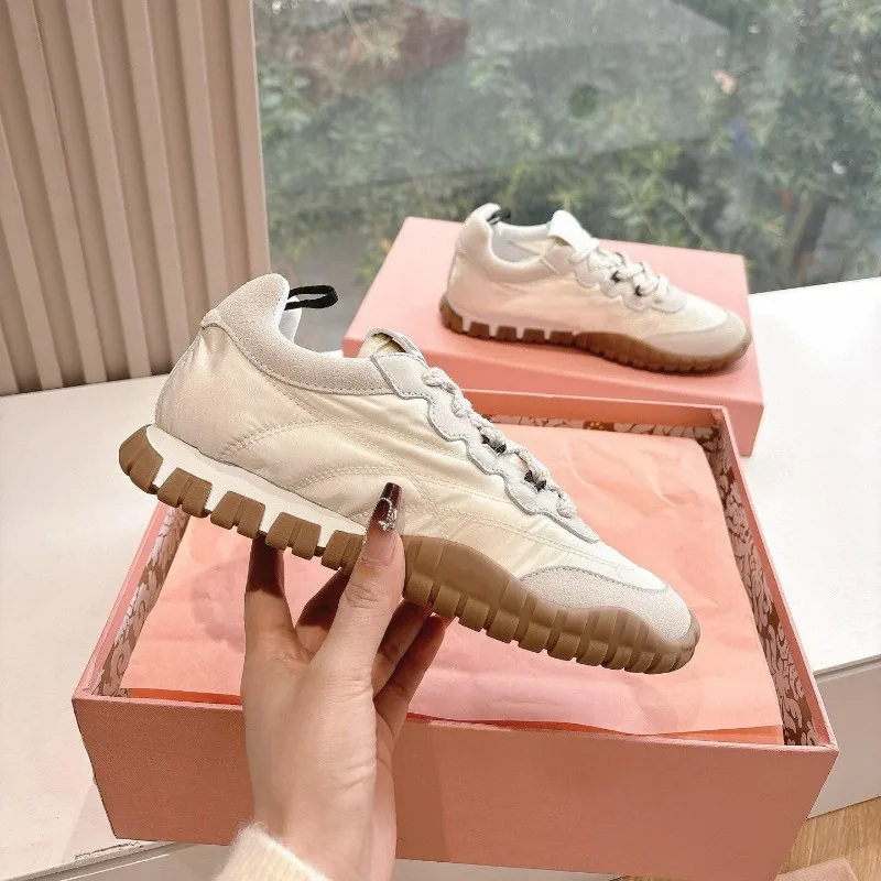 

Women Platform Training Shoes Two-Tone Color Block Chunky Sole Casual Sneakers Comfortable Round Toe Lace-Up Daily Walking Shoes