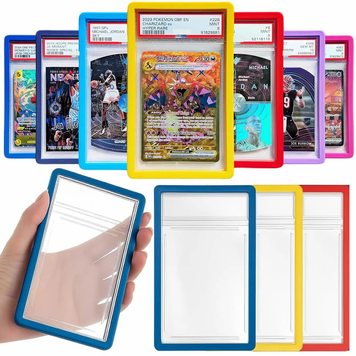 Capa Protetora de Silicone TPU 35PT para Cartões Graduados - Protetor de Cartões TCG, Esportivos, de Beisebol e Pokémon - Sleeves e Skin para Exibição