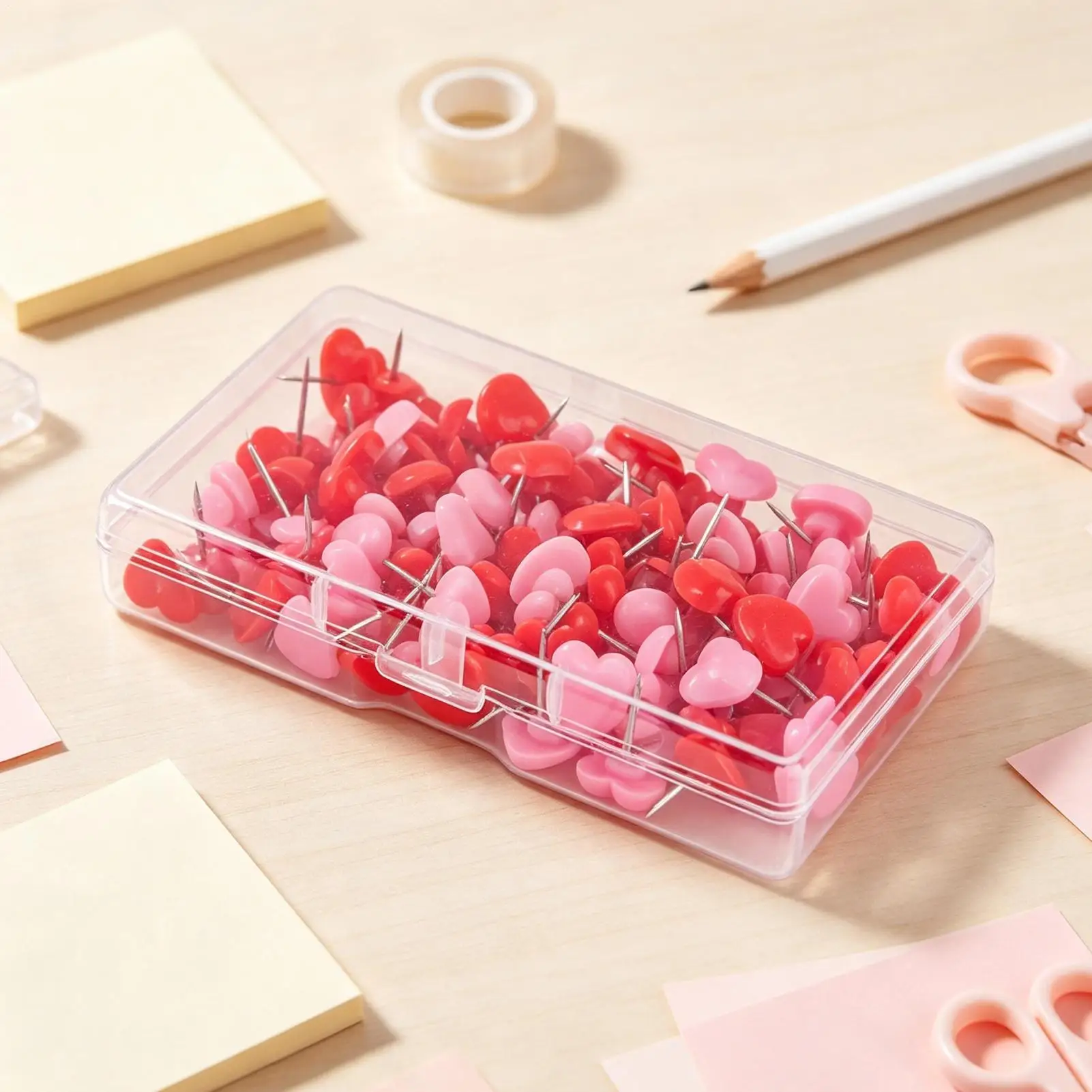 Pink Thumb Tacks 100 Pieces Heart Shaped Pink Reusable Thumb Tacks Decorative Home Pins For Office Map Picture Wall Mental