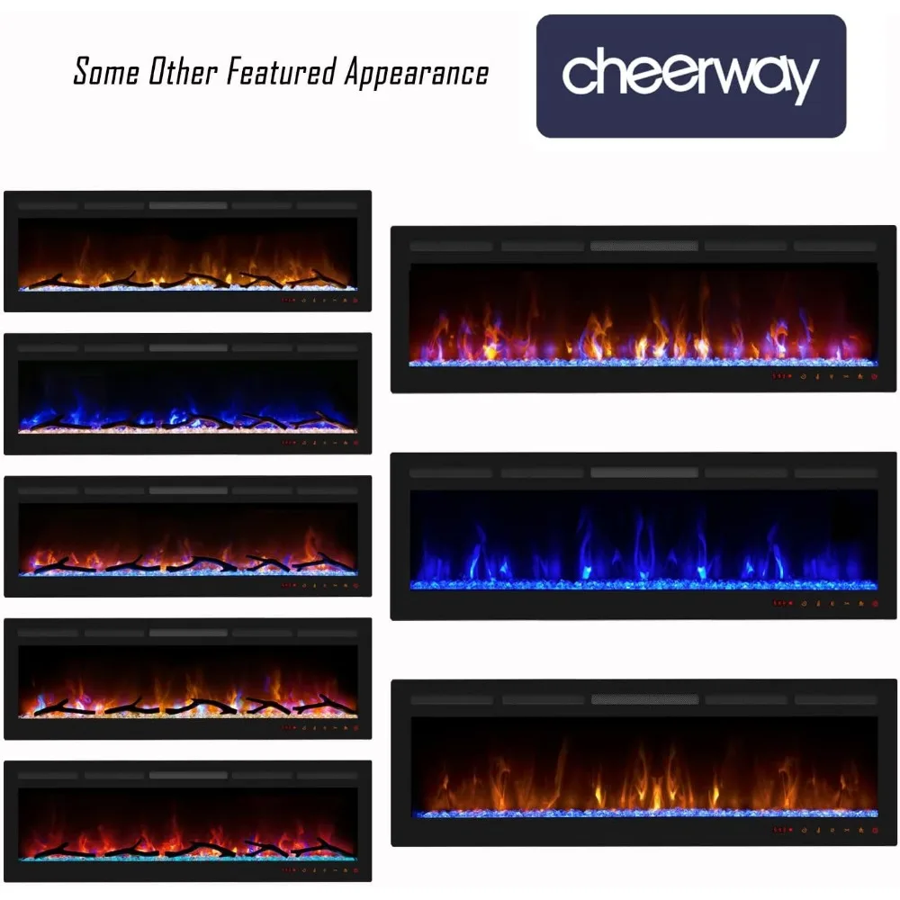 Electric Fireplace 36 Inch Wall Mount Heater with Remote and Touch Control, Recessed Insert Design for Home