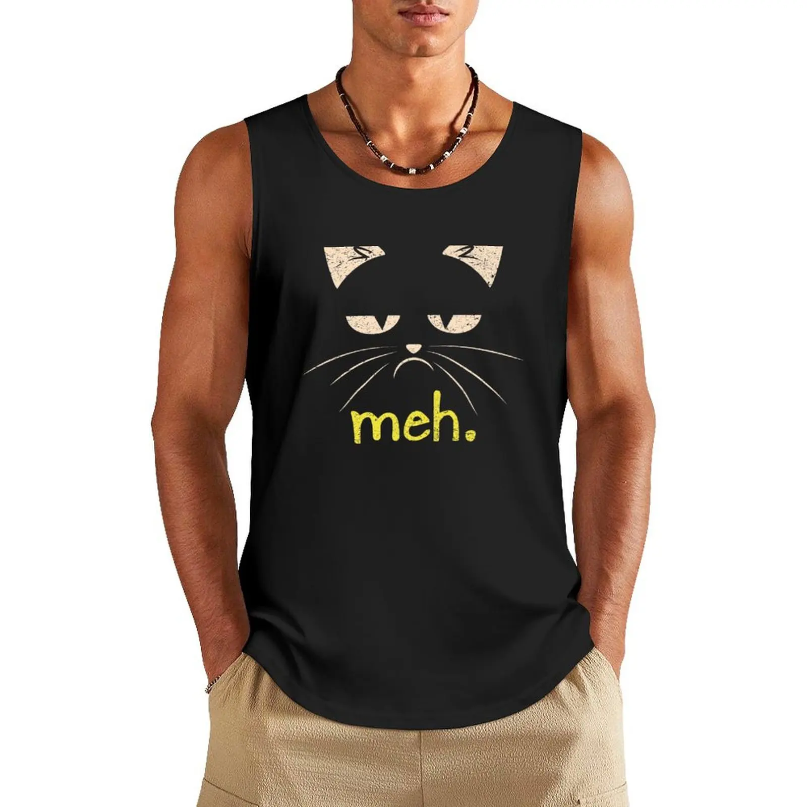 Meh. Cat Tank Top bodybuilding men clothes Men's t-shirt