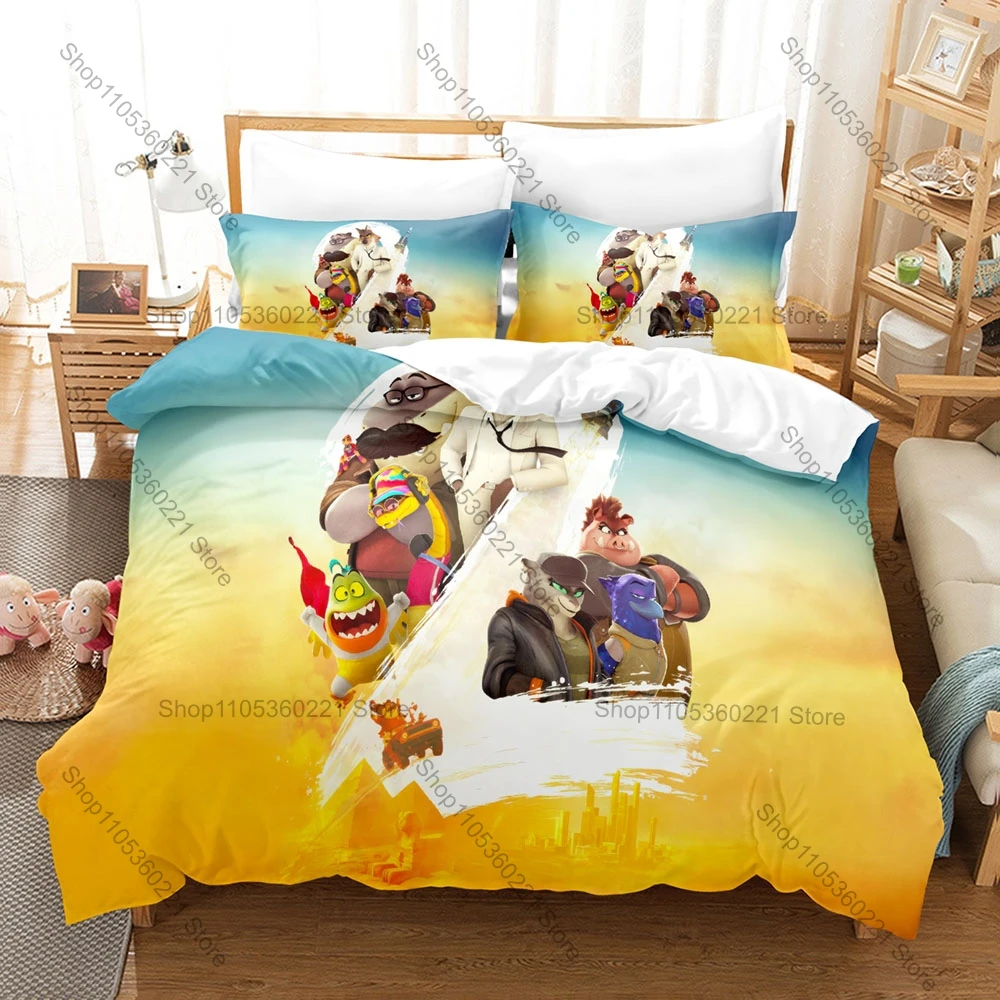 

The Bad Guys Cartoon 3PCS Bedding Set Wolf Snake Shark Microfiber Duvet Cover 2Pillowcases No Inner Core