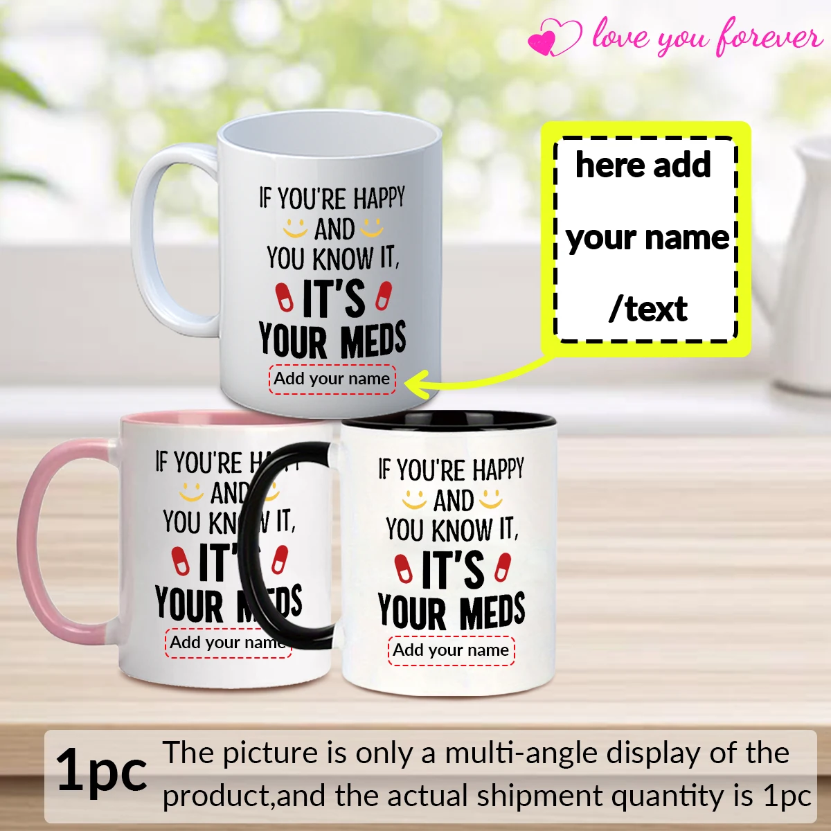 

11oz Customize Name Printed 3D Ceramic Coffee Mugs with Handgrip Party Gifts For friend Office Home Casual Coffee Water Cups