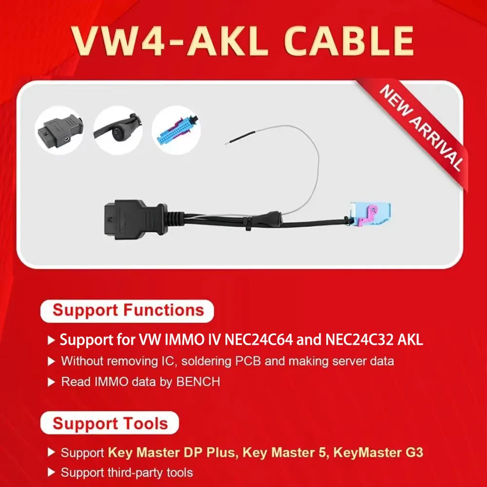 OBDSTAR VW4-AKL Cable for VW IMMO IV NEC24C64 & NEC24C32 All Keys Lost Programming Work with KeyMaster G3/X300 DP Plus/X300 Pro4