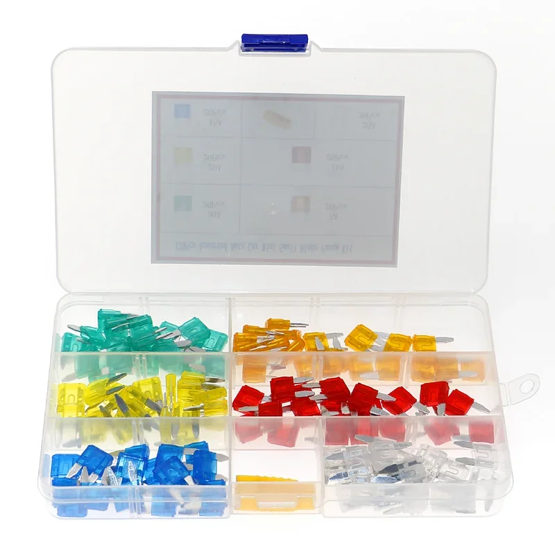 120pcs 6Value Mini Blade Fuse Box Assortment Set Automotive Truck Fuses Holder Assorted Kit 5A 10A 15A 20A 25A 30A