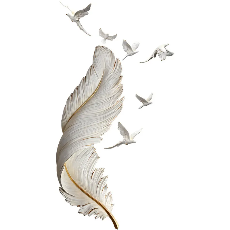 Nordic feather entrance restaurant wall decoration light luxury wall hanging modern simple living room sofa background creative