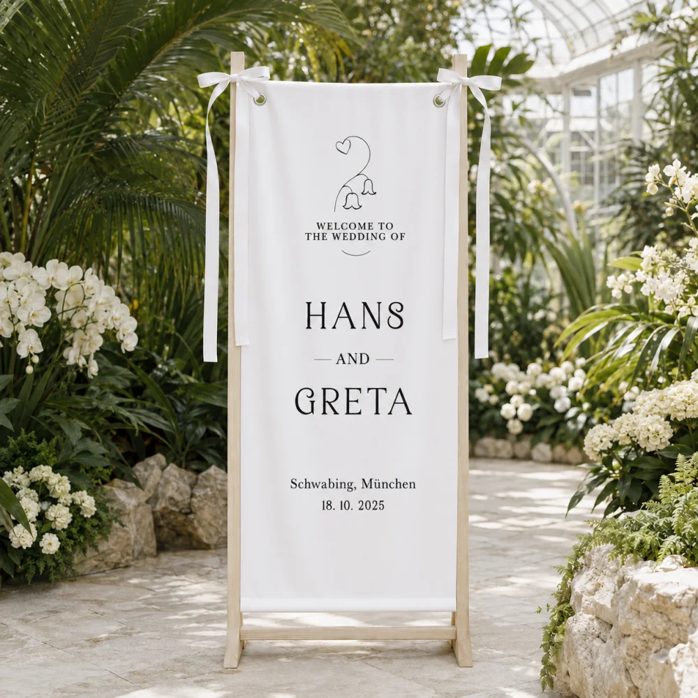 Personalized Wedding Banner Custom Text Names Date Fabric Welcome Sign with Bow for Ceremony Reception Backdrop Decor