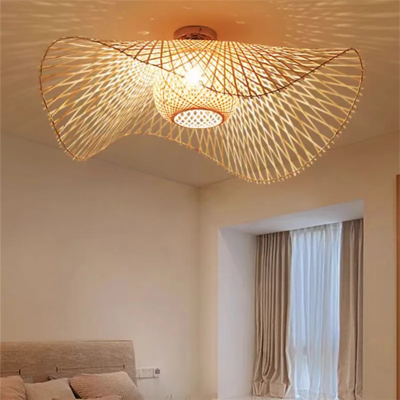 Handmade rattan pendant light boho home decoration Ceiling Lamp for Dining Room bedroom vintage  Restaurant hanging Chandelier