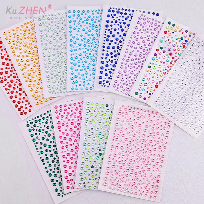 1 hoja 3D cara ojo fiesta maquillaje tatuaje pegatina diamante diamantes de imitación autoadhesivo cristal mezclado decoración de la cara pegatina