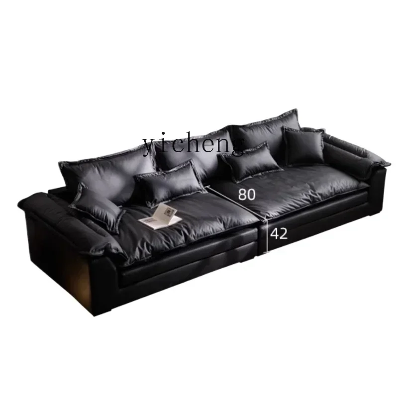 ZZTQH modern simple sailboat wide sitting deep cat scratching leather straight row down small apartment living room sofa