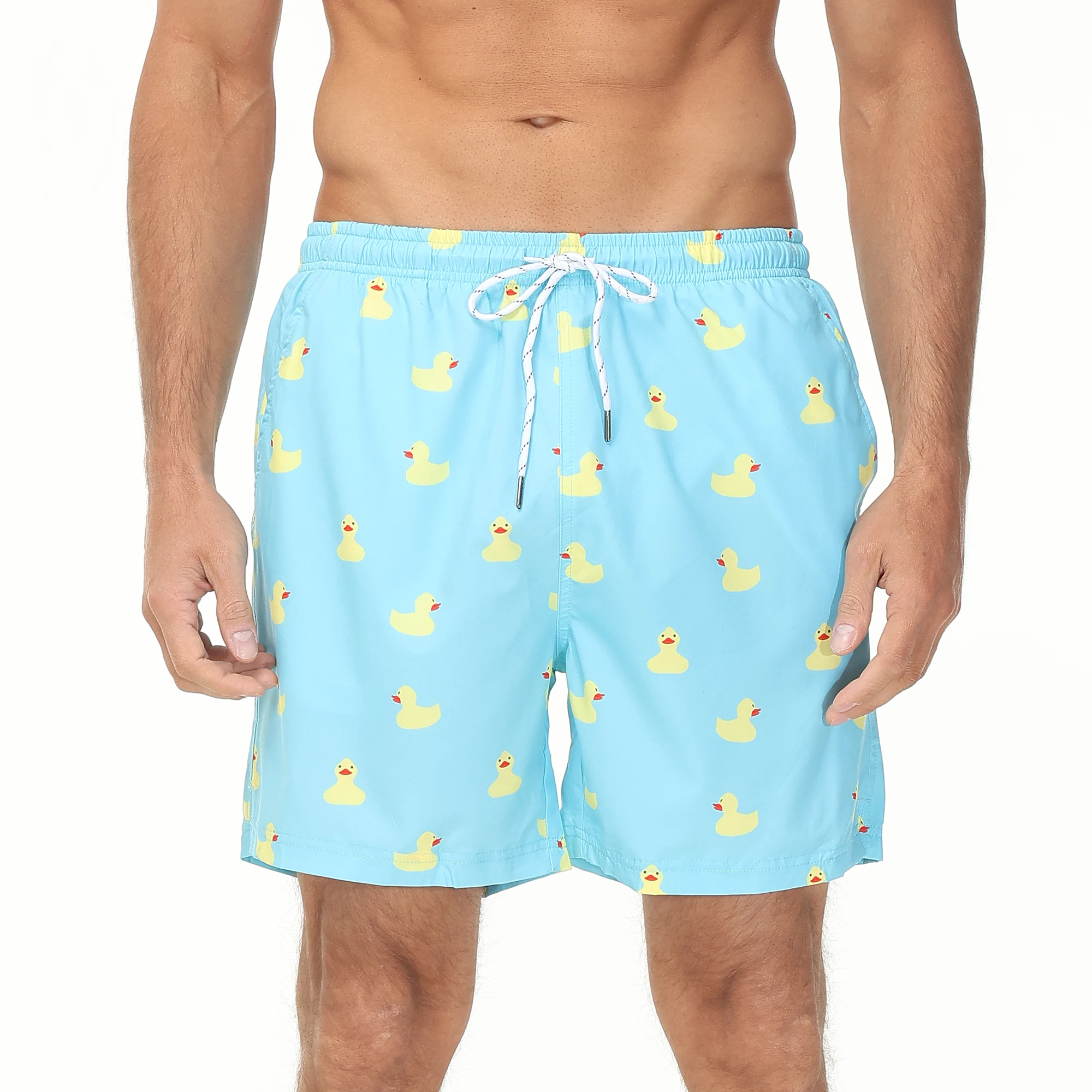 Summer Men\'s Swim Trunks Quick Dry Swim Shorts Beach Board Swimsuit with Mesh Lining Swim Wear Cartoon Printed Trunks