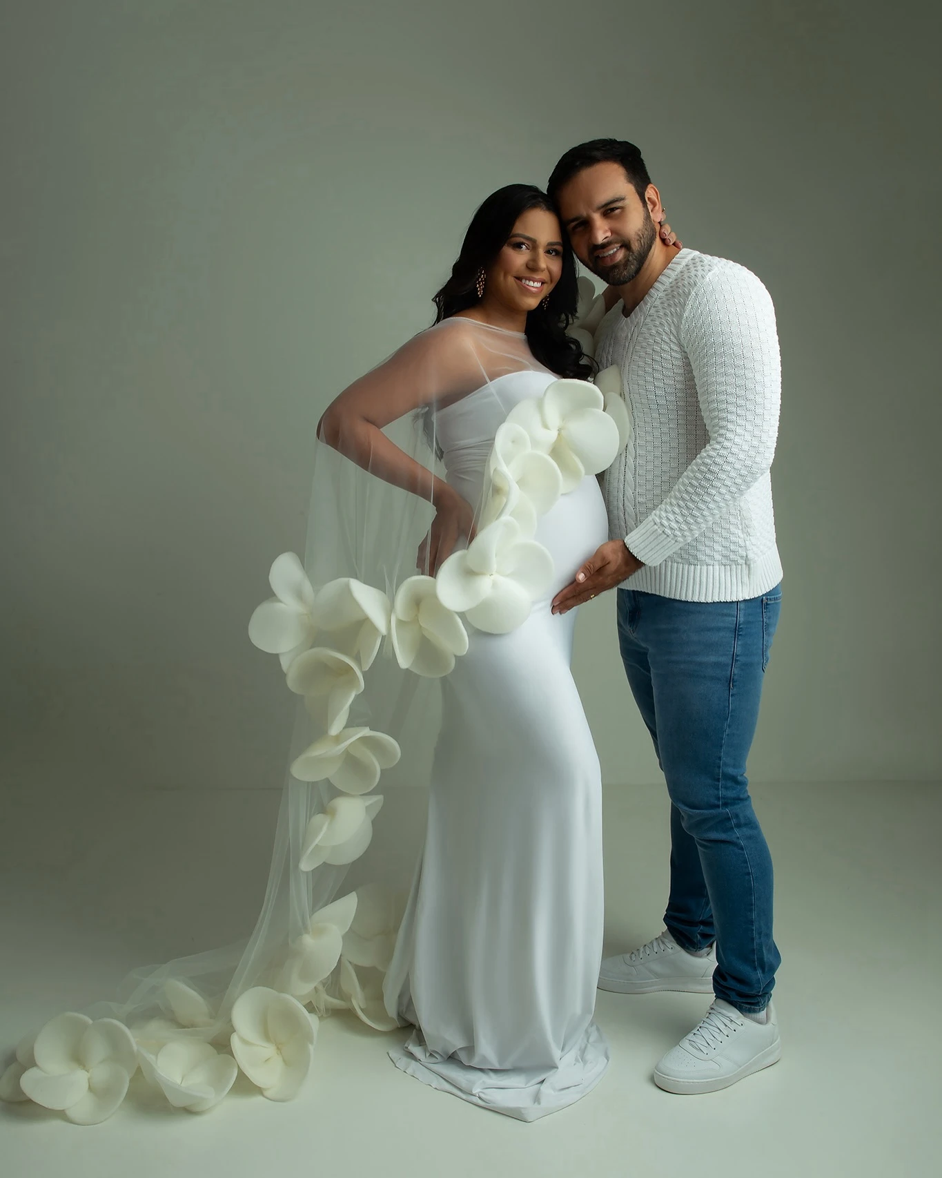 Pretty Flowers Mermaid Maternity Dress Two Ways Of Wearing Handmade Floral Long Pregnant Women Gowns Stretchy Spandex Bridal Dre