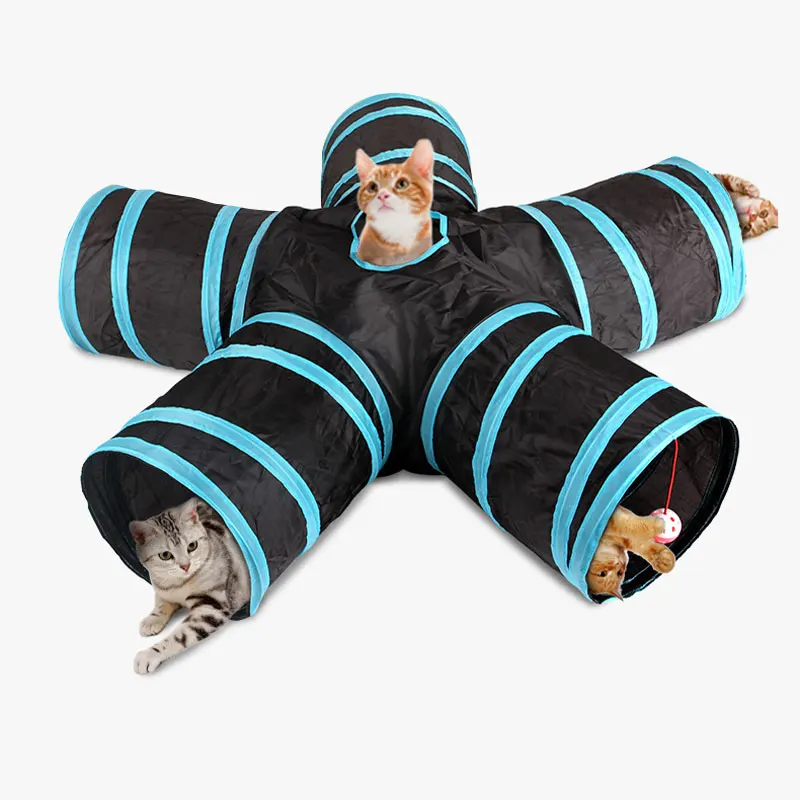 Cat Tunnel Foldable Pet Supplies Cat Toy Breathable Material Pass Play Tunnel Drill Barrel Small Pet Toy Indoor Loud Paper