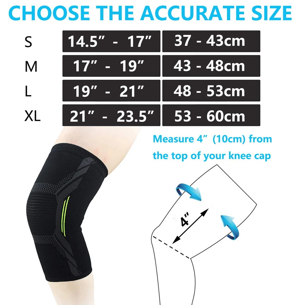 TopRunn 2 Pack Knee Brace for Men&Women for Running, Grade Knee Pads for Meniscus Tear,ACL,Arthritis,Joint Pain Relief.