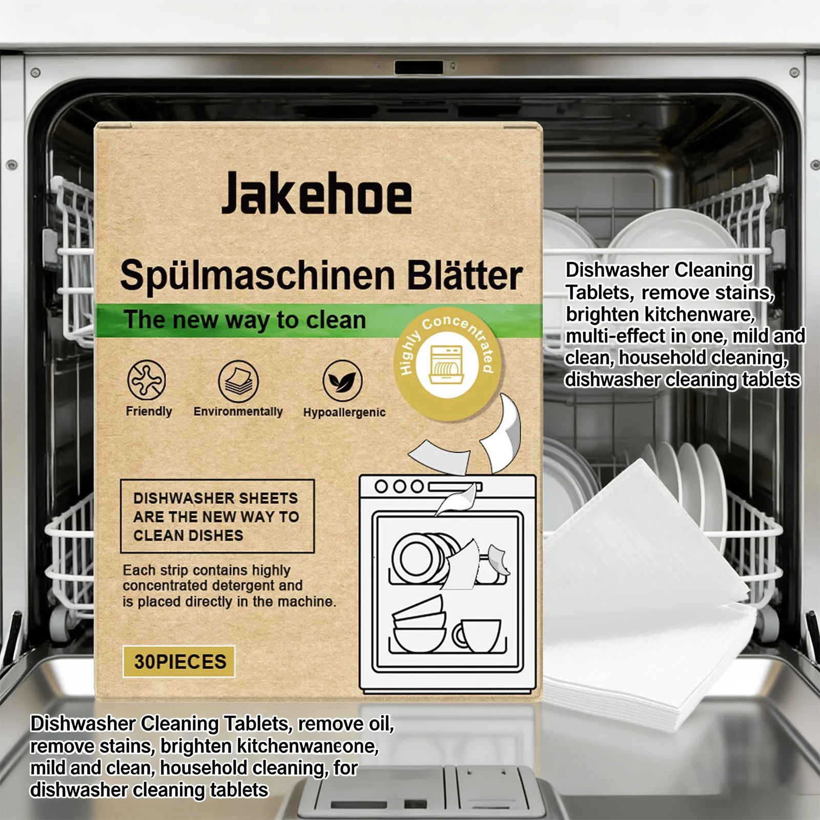 Dishwasher Cleaning Tablets Oil Dirt Removal Descaling Detergent Tablets High Efficient Kitchen Cleaning Tools for Dishwasher