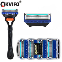KVIFO 5-layer Men's Razor Fusion Pro Power Shaving Shaver Male Face Beard Hair Trimmer 5 Layer Blades Replacement Refills
