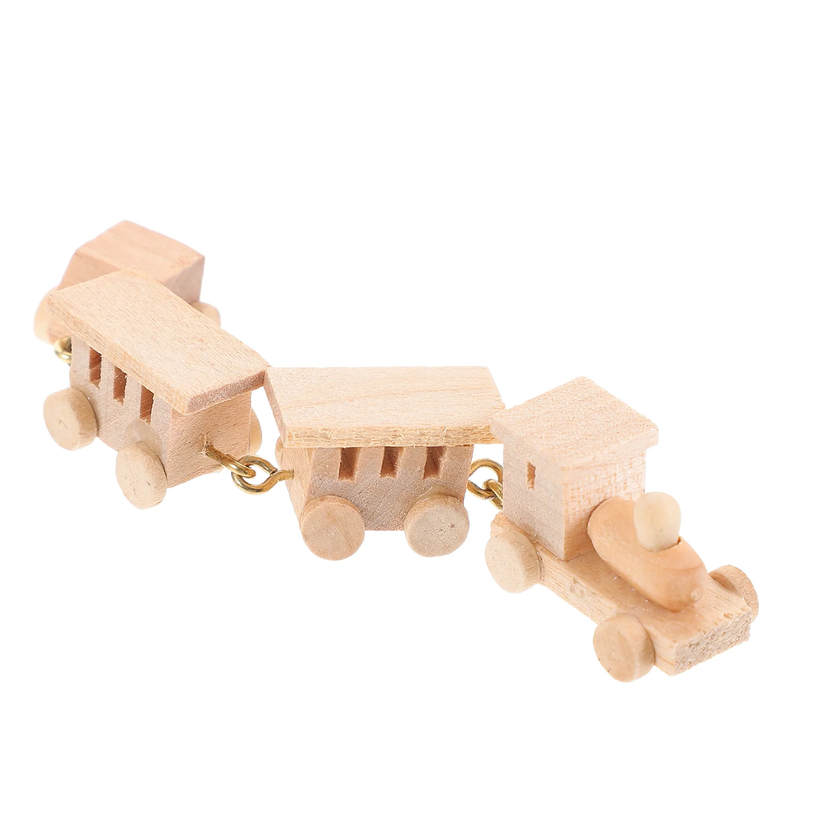 Mini Wooden Train Dolls House DIY Decor Accessory Miniature Models Toy Ornament Accessories Small