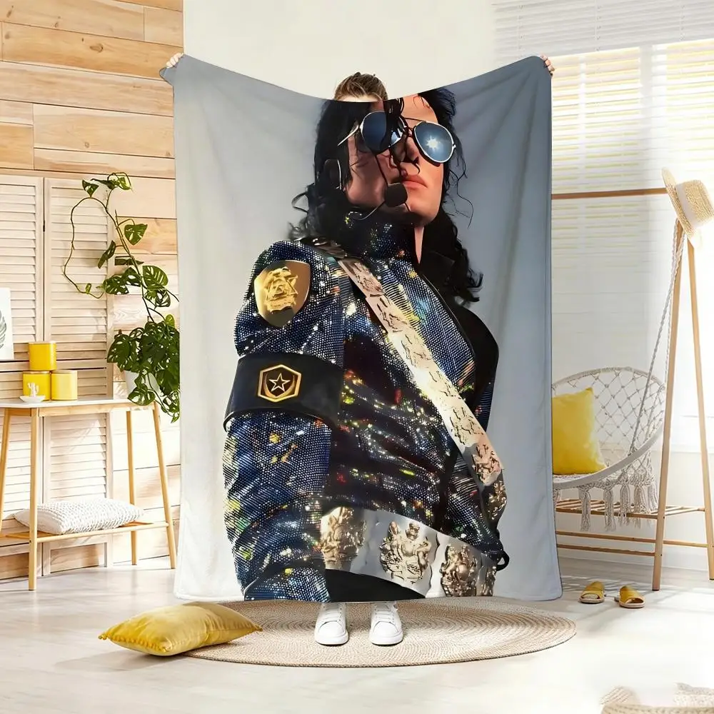 Kpop M Michael Jackson Throw Lightweight 310g Flannel Blanket Soft Skin Friendly For Summer Cooling