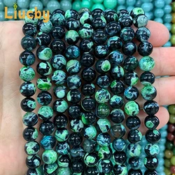 Jewelry Making Natural stone Green Fire Agate Smooth beads for DIY popular headwear retro decoration Crafts 15