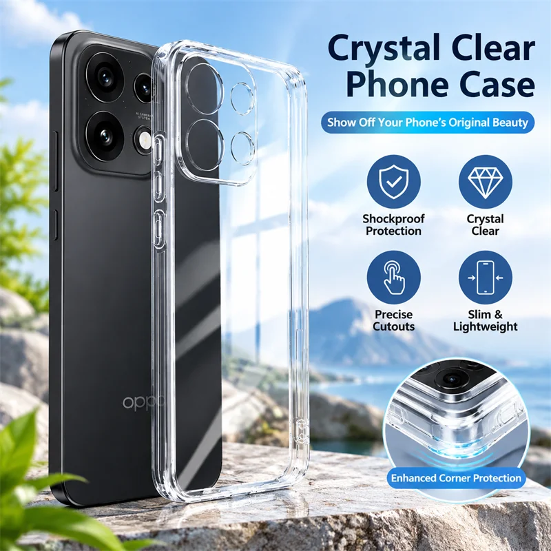 Transparente Silikonhülle für OPPO Reno16, Reno 16 Pro, 16Pro 5G, weiche Schutzhülle für die Kameralinse, Original, stoßfest, Rückseitenabdeckung, Carcasas.