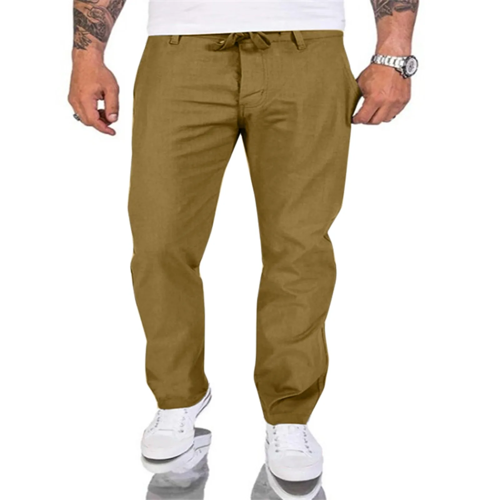 

Spring Summer Casual Jogging Pants For Men Classic Drawstring Double Pocket Joggers Trousers Leisure Retro Comfort Sportswear