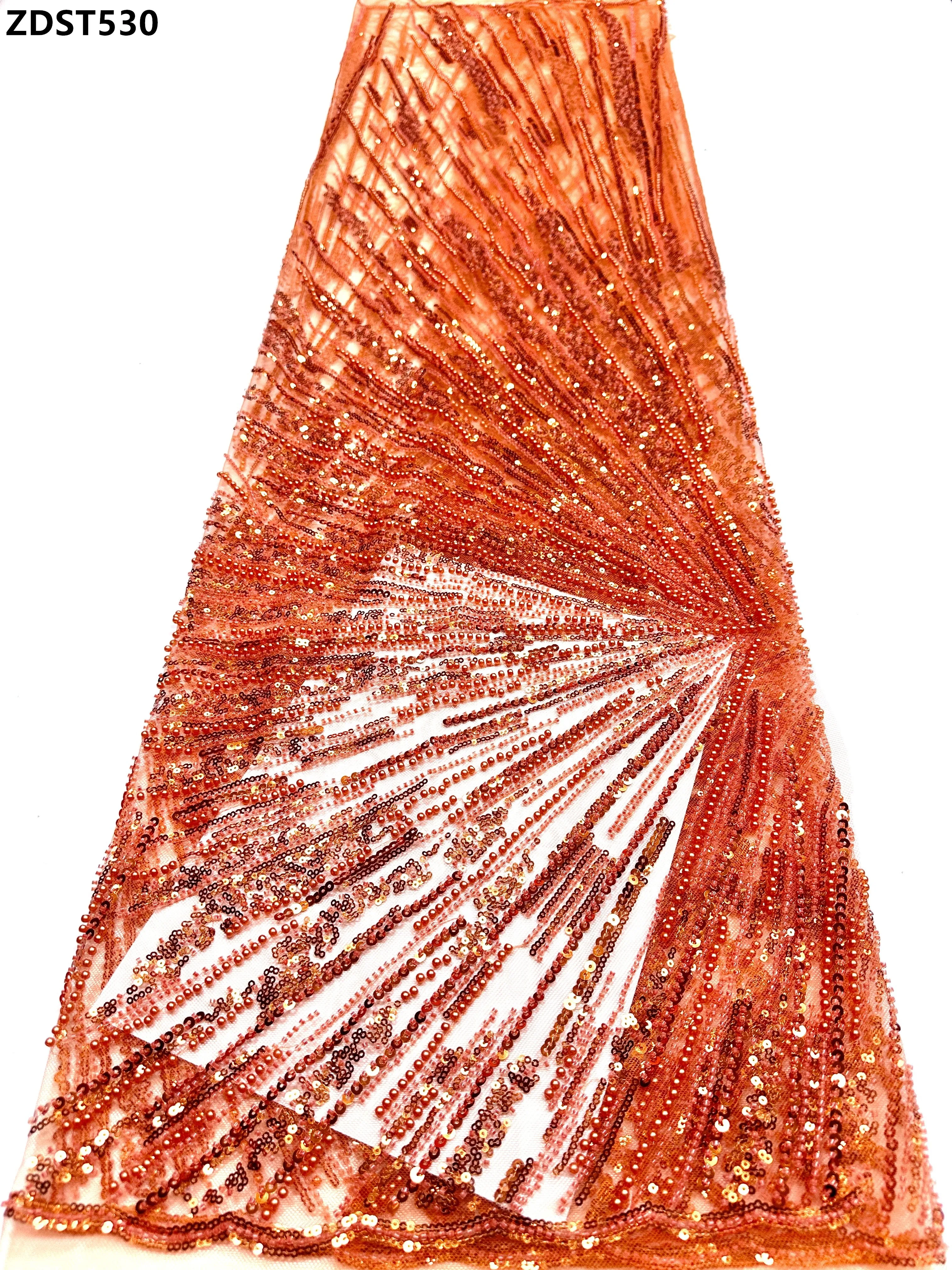African French Lace Fabric with Sequins Tulle Beads Mesh Lace for Wedding Party Sewing Material European Embroidery 2026