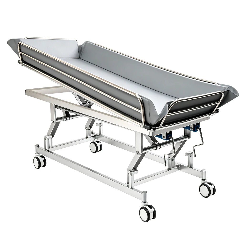 Home Care Medical Bath Bed, Suitable For The Treatment Of Paralyzed Patients, Manual Aged Care Stainless Steel Bath Cart
