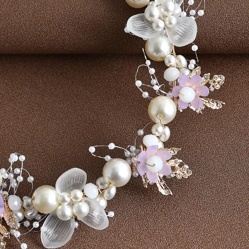 

39BB Pearls Embellished Hair Jewelry Hairband Pageants Proms for Livehouse Nightclub